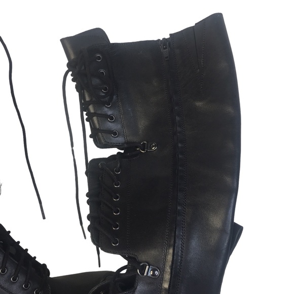 NWOB Free People Miller Black Leather Lace Up Combat Boots size 39/9 - Picture 7 of 10